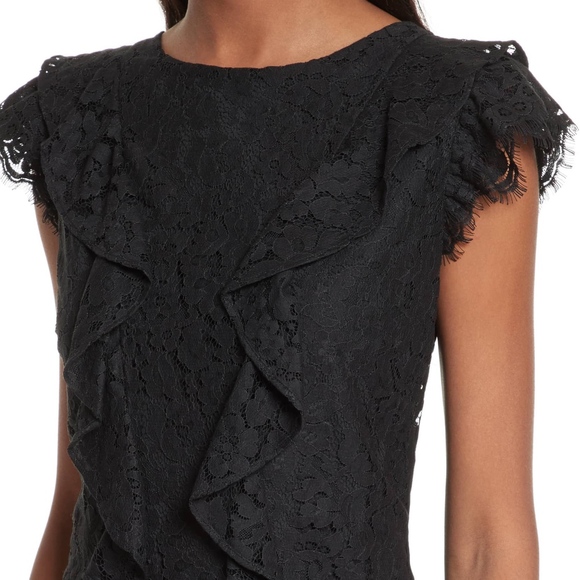 🚫SOLD🚫JOIE Acostas Dress Black Lace Ruffle - Picture 4 of 8